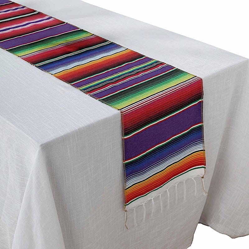 14"x108" Mexican Table Runner with Tassels Fiesta Party Linens - Assorted RUN_FSTA_PURP
