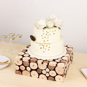 14"x14" Wooden Cake Stand Square Design - Natural PROP_BOX_WOD01_1414_NAT