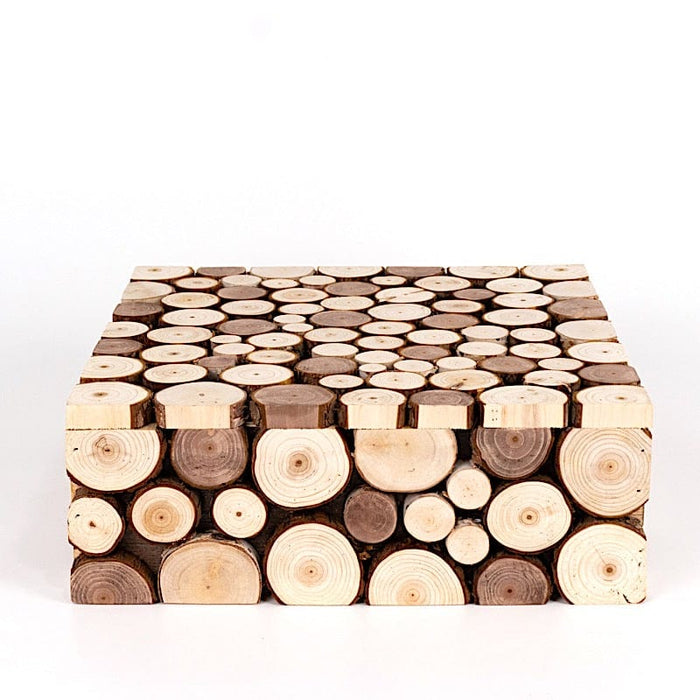 14"x14" Wooden Cake Stand Square Design - Natural PROP_BOX_WOD01_1414_NAT