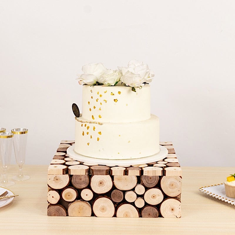 14"x14" Wooden Cake Stand Square Design - Natural PROP_BOX_WOD01_1414_NAT