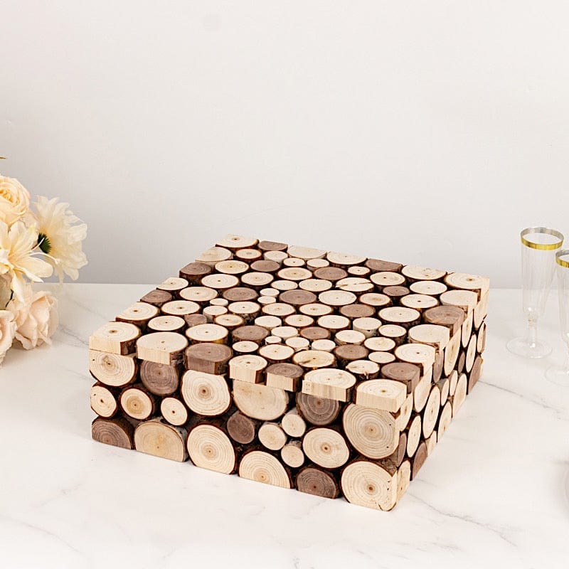 14"x14" Wooden Cake Stand Square Design - Natural PROP_BOX_WOD01_1414_NAT