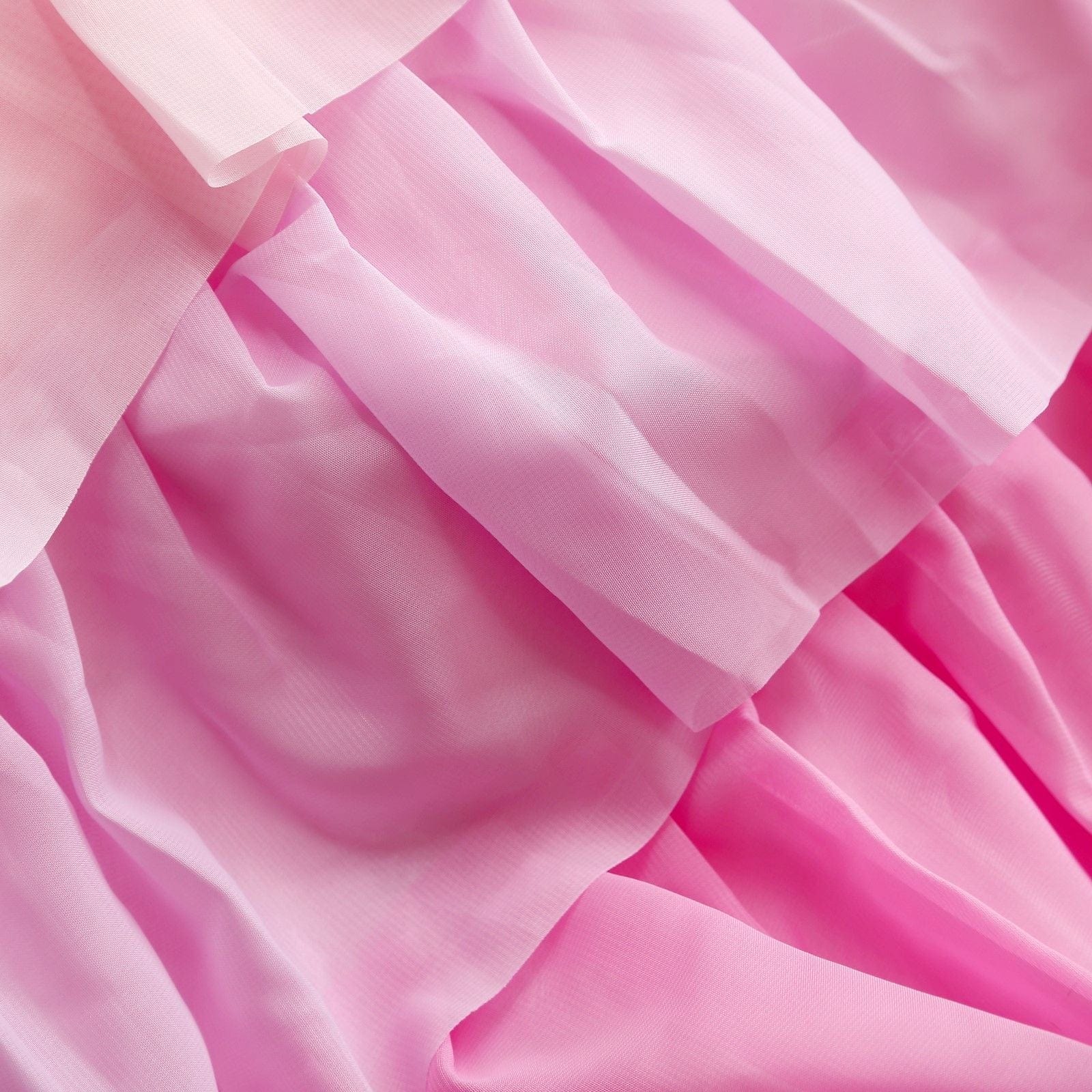 14ft 5-tier Chiffon Ruffled Tutu Table Skirt with Satin Backing - Pink SKT_CHIF01_PINK