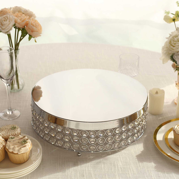 15.5" wide Metal Wedding Cake Stand with Crystal Beads