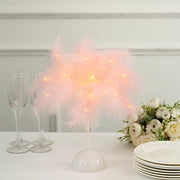 15" Feather Desk Lamp Decorative LED Light Table Centerpiece