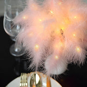 15" Feather Desk Lamp Decorative LED Light Table Centerpiece