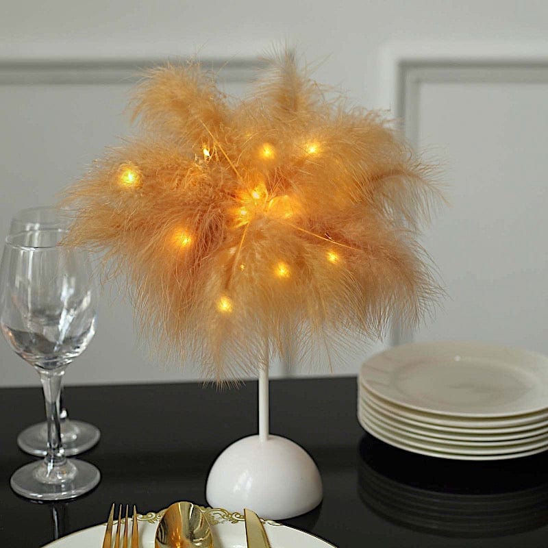 15" Feather Desk Lamp Decorative LED Light Table Centerpiece