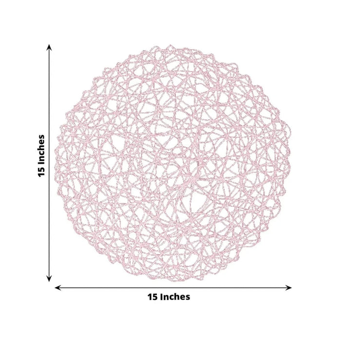 6 pcs 15" wide Round Metallic String Placemats