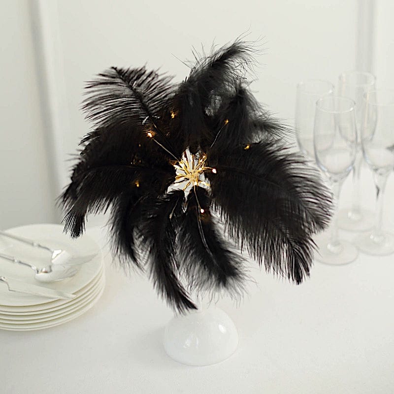 15" LED Ostrich Feather Table Lamp Desk Light Table Centerpiece