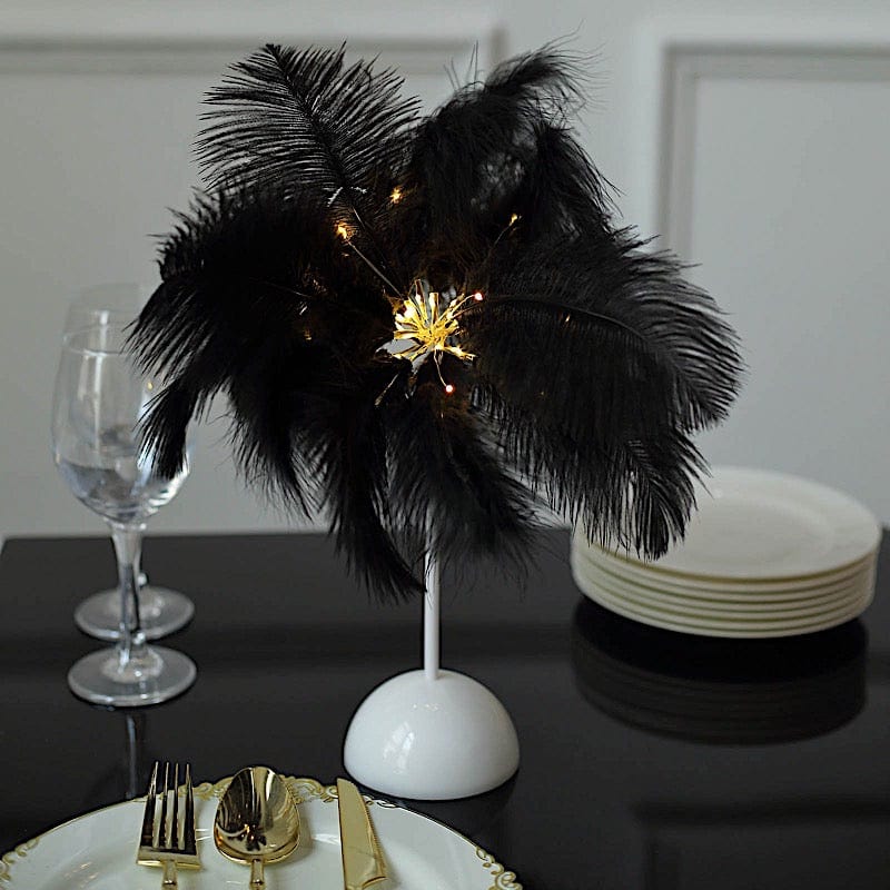 15" LED Ostrich Feather Table Lamp Desk Light Table Centerpiece