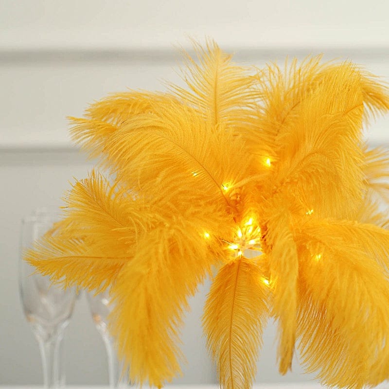 15" LED Ostrich Feather Table Lamp Desk Light Table Centerpiece