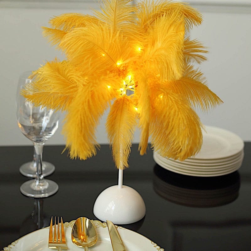 15" LED Ostrich Feather Table Lamp Desk Light Table Centerpiece