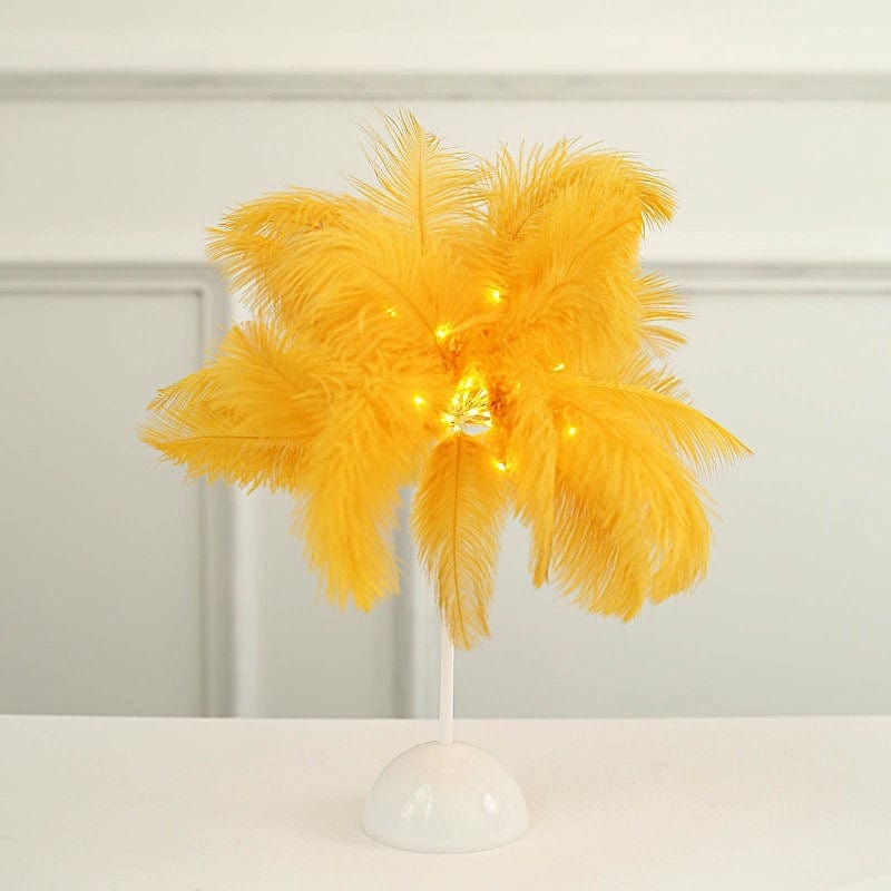 15" LED Ostrich Feather Table Lamp Desk Light Table Centerpiece