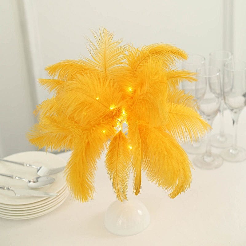 15" LED Ostrich Feather Table Lamp Desk Light Table Centerpiece