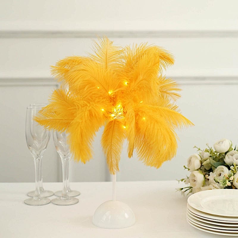 15" LED Ostrich Feather Table Lamp Desk Light Table Centerpiece