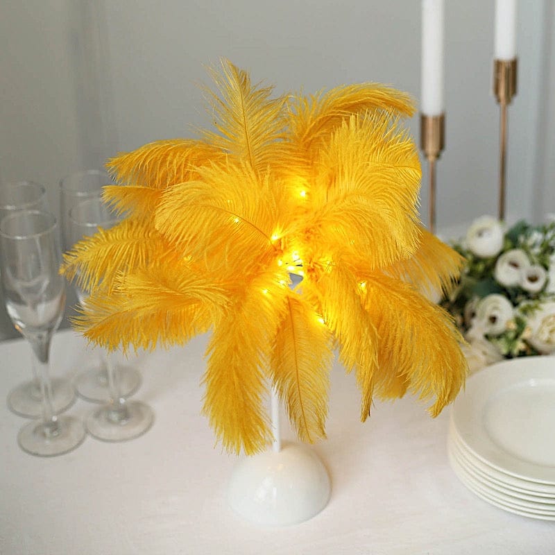 15" LED Ostrich Feather Table Lamp Desk Light Table Centerpiece