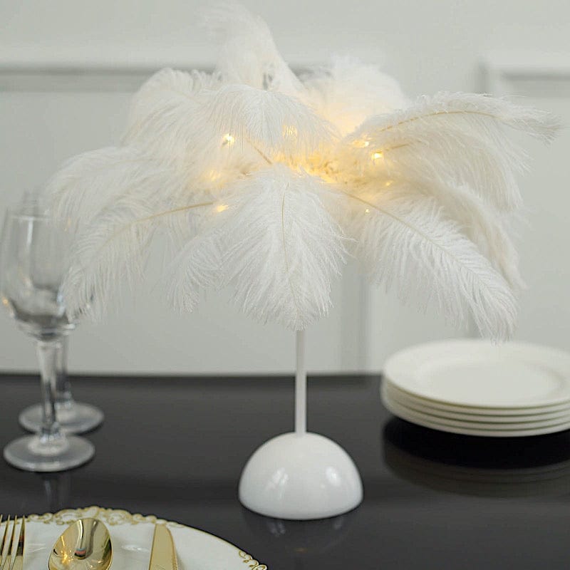 15" LED Ostrich Feather Table Lamp Desk Light Table Centerpiece