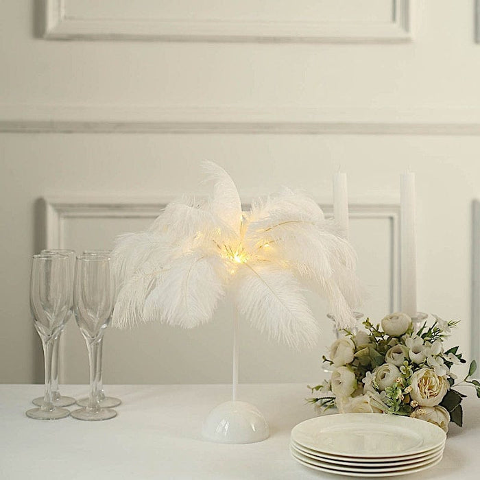 15" LED Ostrich Feather Table Lamp Desk Light Table Centerpiece