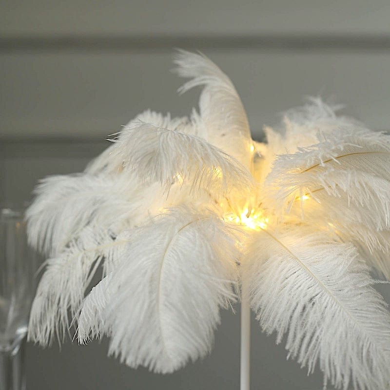 15" LED Ostrich Feather Table Lamp Desk Light Table Centerpiece