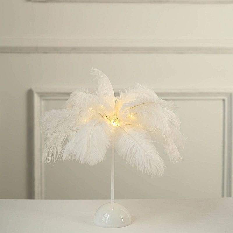 15" LED Ostrich Feather Table Lamp Desk Light Table Centerpiece