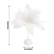 15" LED Ostrich Feather Table Lamp Desk Light Table Centerpiece