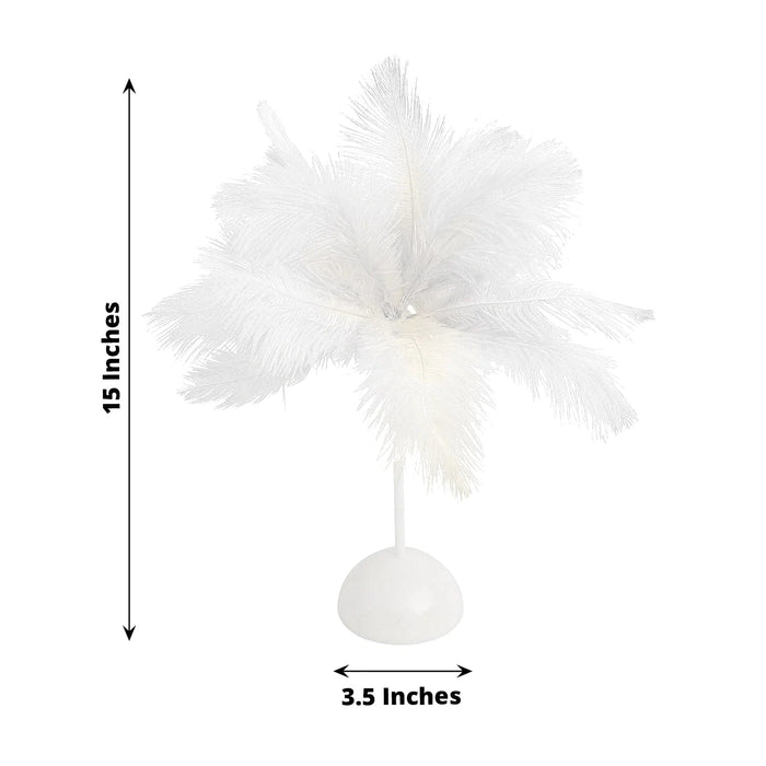 15" LED Ostrich Feather Table Lamp Desk Light Table Centerpiece