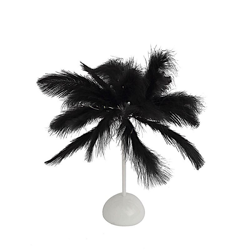 15" LED Ostrich Feather Table Lamp Desk Light Table Centerpiece LED_OST02_S_BLK