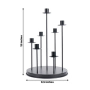 15" Metal 7 arm Round Metal Table Taper Candle Holder with Cluster Design