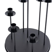 15" Metal 7 arm Round Metal Table Taper Candle Holder with Cluster Design