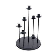 15" Metal 7 arm Round Metal Table Taper Candle Holder with Cluster Design