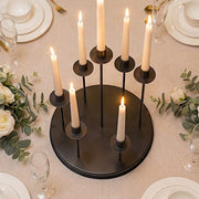 15" Metal 7 arm Round Metal Table Taper Candle Holder with Cluster Design