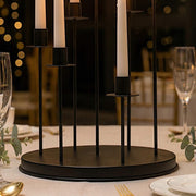15" Metal 7 arm Round Metal Table Taper Candle Holder with Cluster Design