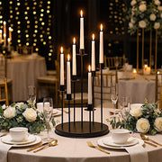 15" Metal 7 arm Round Metal Table Taper Candle Holder with Cluster Design