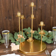 15" Metal 7 arm Round Metal Table Taper Candle Holder with Cluster Design