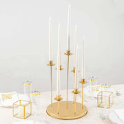 15" Metal 7 arm Round Metal Table Taper Candle Holder with Cluster Design