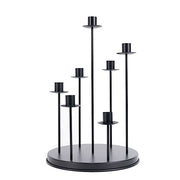 15" Metal 7 arm Round Metal Table Taper Candle Holder with Cluster Design IRON_CAND_TP012_7_BLK