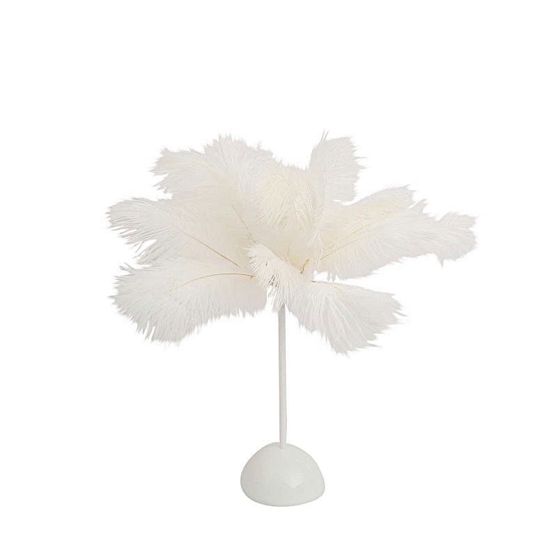 15" Ostrich Feather Desk Lamp Decorative LED Light Table Centerpiece