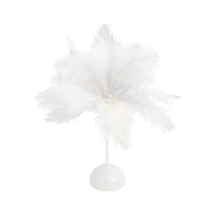 15" Ostrich Feather Desk Lamp Decorative LED Light Table Centerpiece