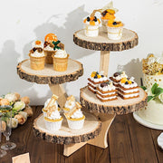 15" Round 4-Tier Farmhouse Style Wood Slice Cupcake Stand Holder - Natural CAKE_WOD016_10_NAT