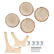 15" Round 4-Tier Farmhouse Style Wood Slice Cupcake Stand Holder - Natural CAKE_WOD016_10_NAT