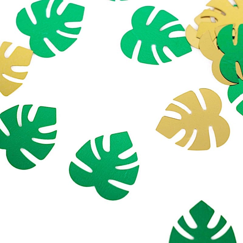 15g Metallic Tropical Leaves Confetti Party Decorations - Green and Gold CONF_LEAF_SET_GNGD