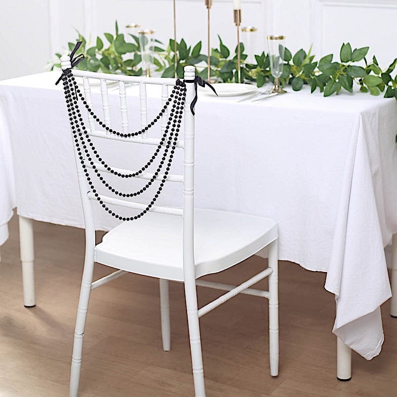 16" Pre-Tied Faux Pearl String Beaded Chiavari Chair Back Garland Sash