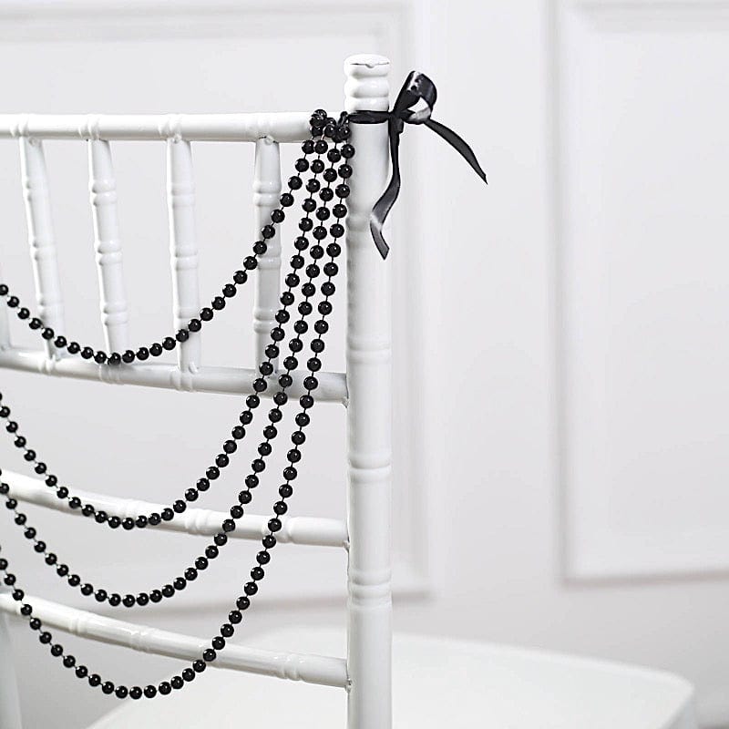 16" Pre-Tied Faux Pearl String Beaded Chiavari Chair Back Garland Sash