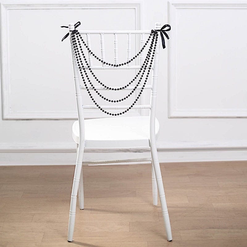 16" Pre-Tied Faux Pearl String Beaded Chiavari Chair Back Garland Sash