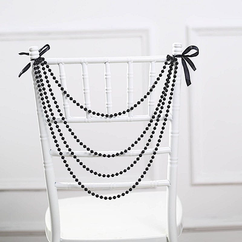16" Pre-Tied Faux Pearl String Beaded Chiavari Chair Back Garland Sash