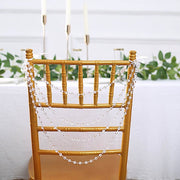 16" Pre-Tied Faux Pearl String Beaded Chiavari Chair Back Garland Sash