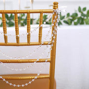 16" Pre-Tied Faux Pearl String Beaded Chiavari Chair Back Garland Sash