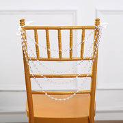 16" Pre-Tied Faux Pearl String Beaded Chiavari Chair Back Garland Sash