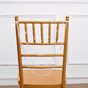 16" Pre-Tied Faux Pearl String Beaded Chiavari Chair Back Garland Sash