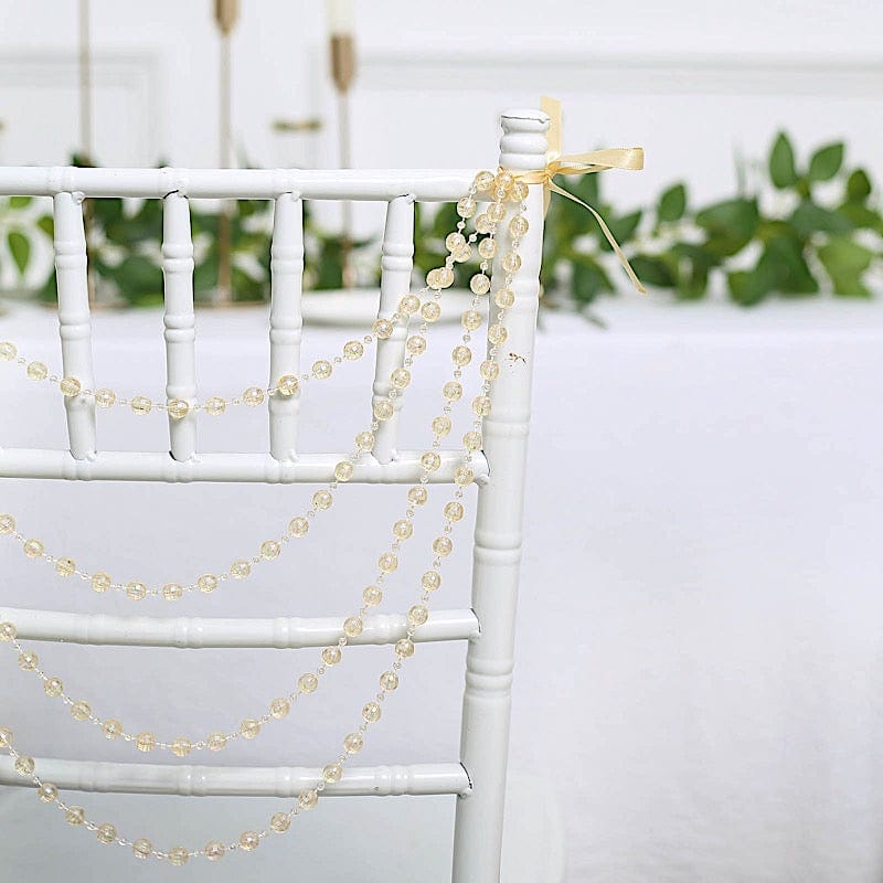16" Pre-Tied Faux Pearl String Beaded Chiavari Chair Back Garland Sash