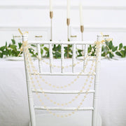 16" Pre-Tied Faux Pearl String Beaded Chiavari Chair Back Garland Sash